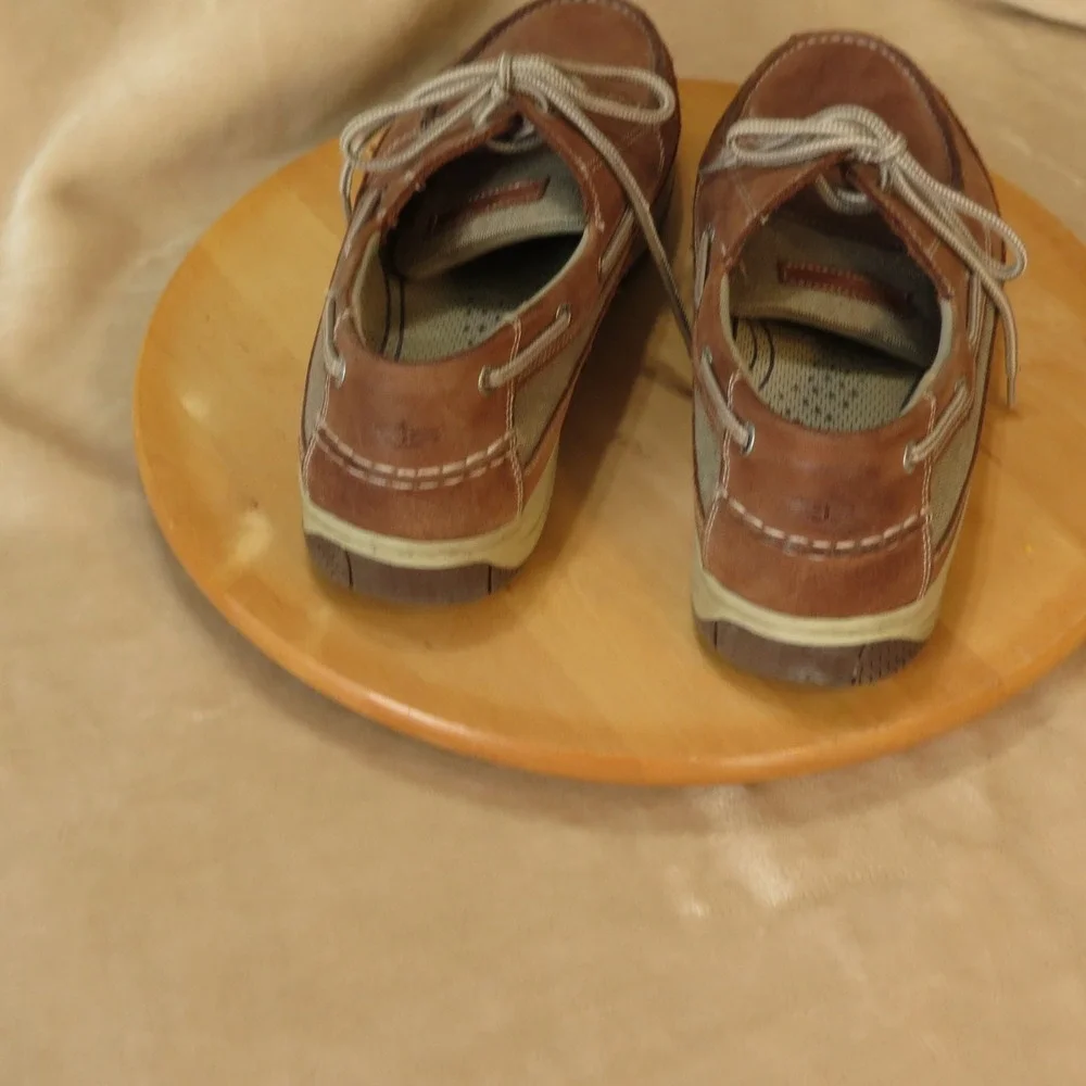 Dockers Boat Shoes Mens 13M Brown Leather Mesh Nautical Casual Deck Shoes